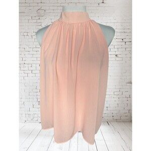 Hengrui Top Sz S Peach Lined Halter Neck Sleeveless Hook Eye Closure Flowy